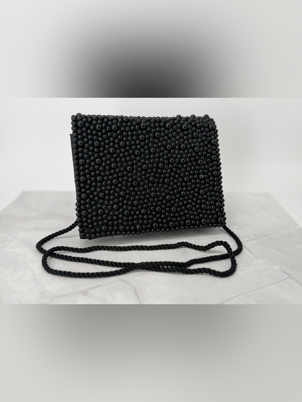 Vanessa Black Caviar Beaded Evening Bag Crossbody Purse Formal Vintage